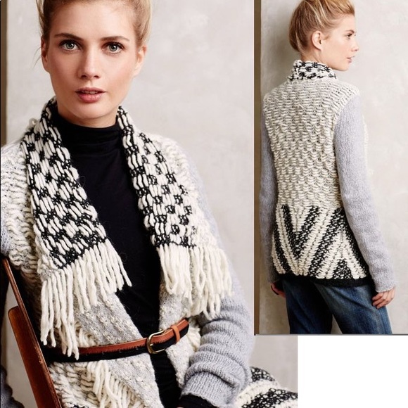 Anthropologie Moth knit fringe cardigan - Picture 3 of 6
